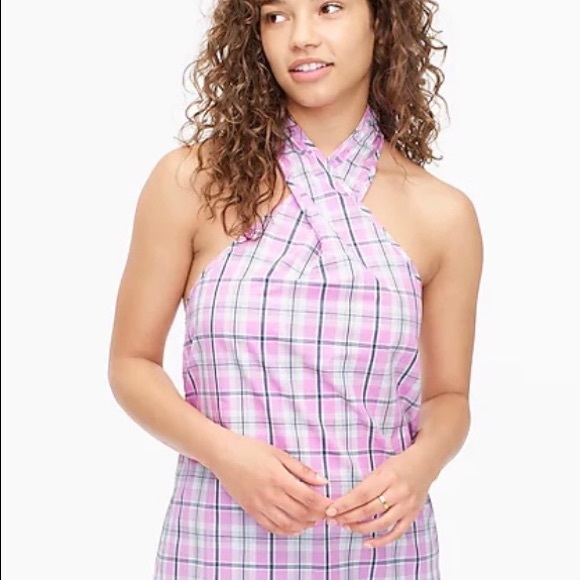 NWT J. Crew violet plaid halter top. - Picture 2 of 10